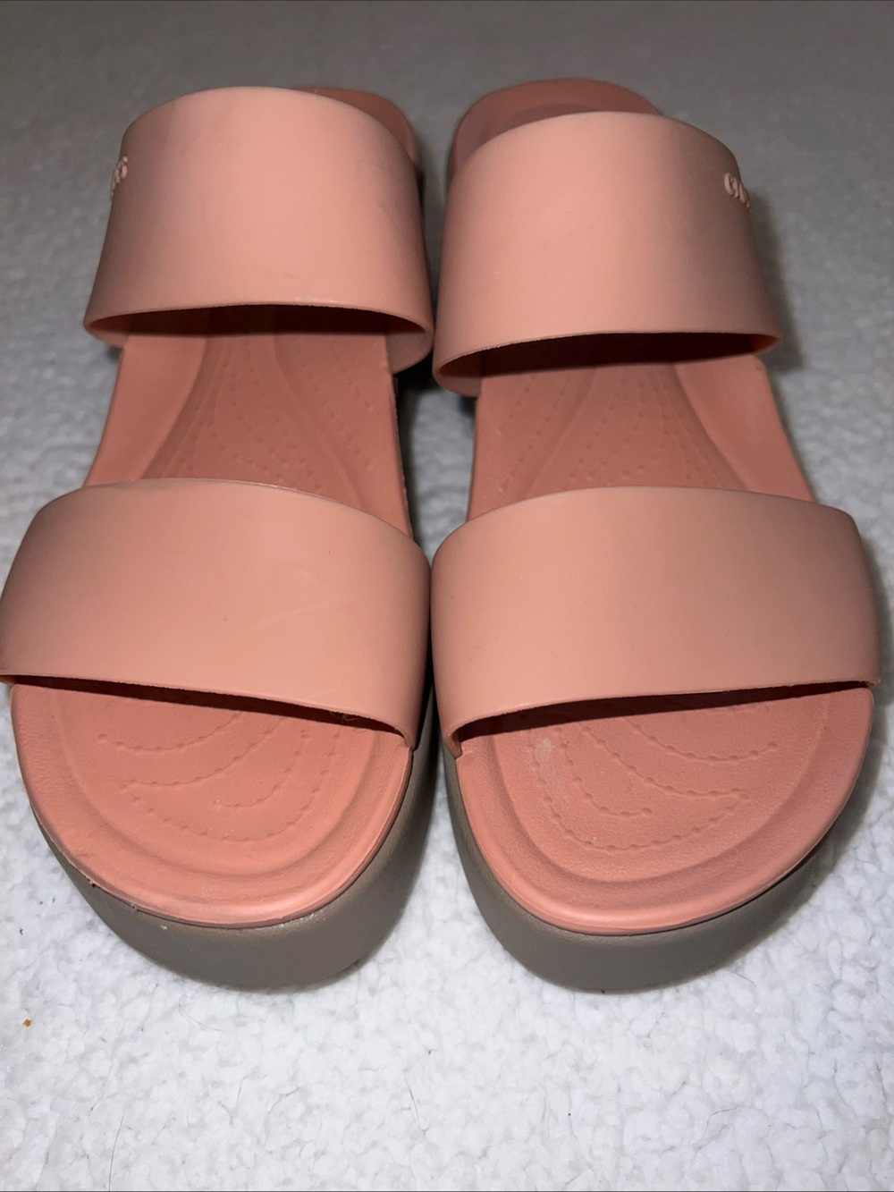 CROCS LiteRide Brooklyn Mid Wedge Slip On Sandals Womens 7 Pink - Picture 3 of 5